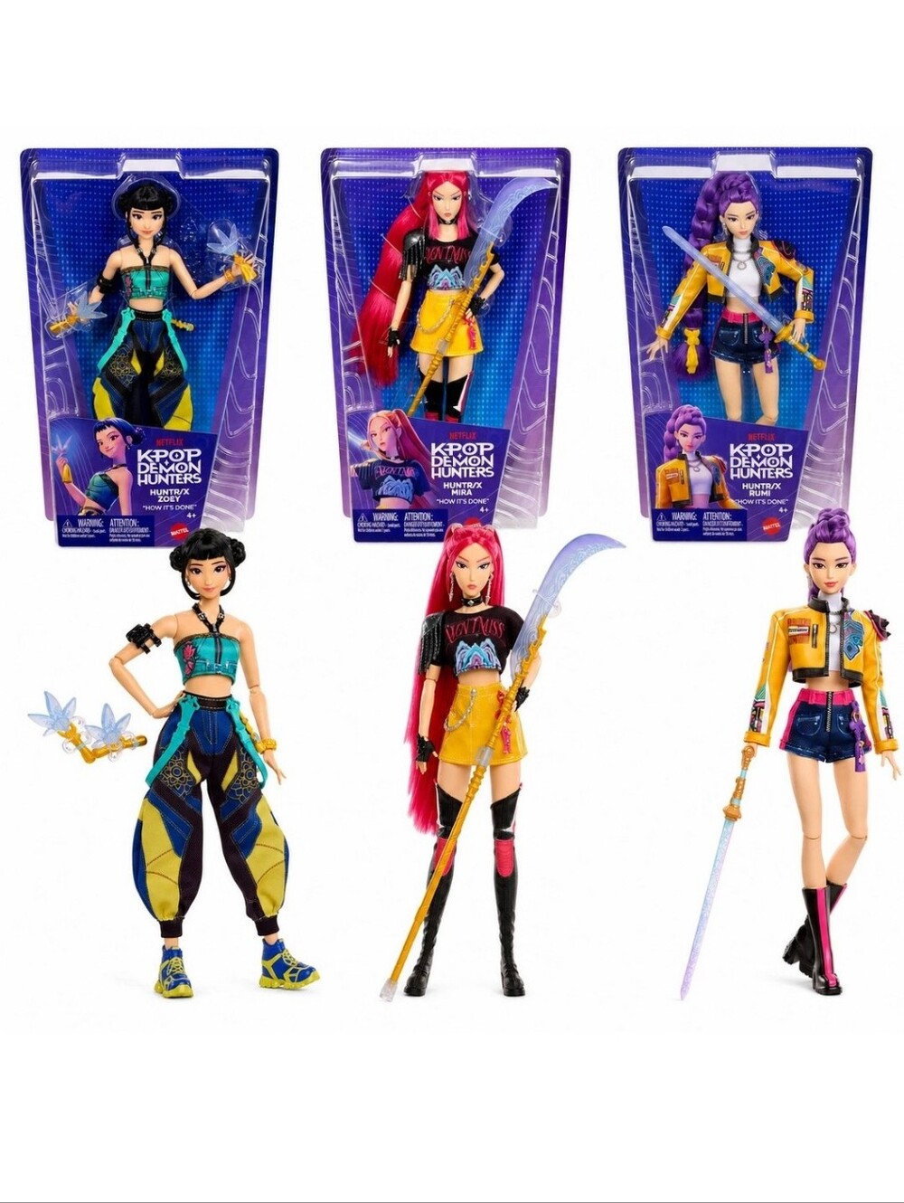 Mattel KPOP Demon Hunter Dolls, Set of 3